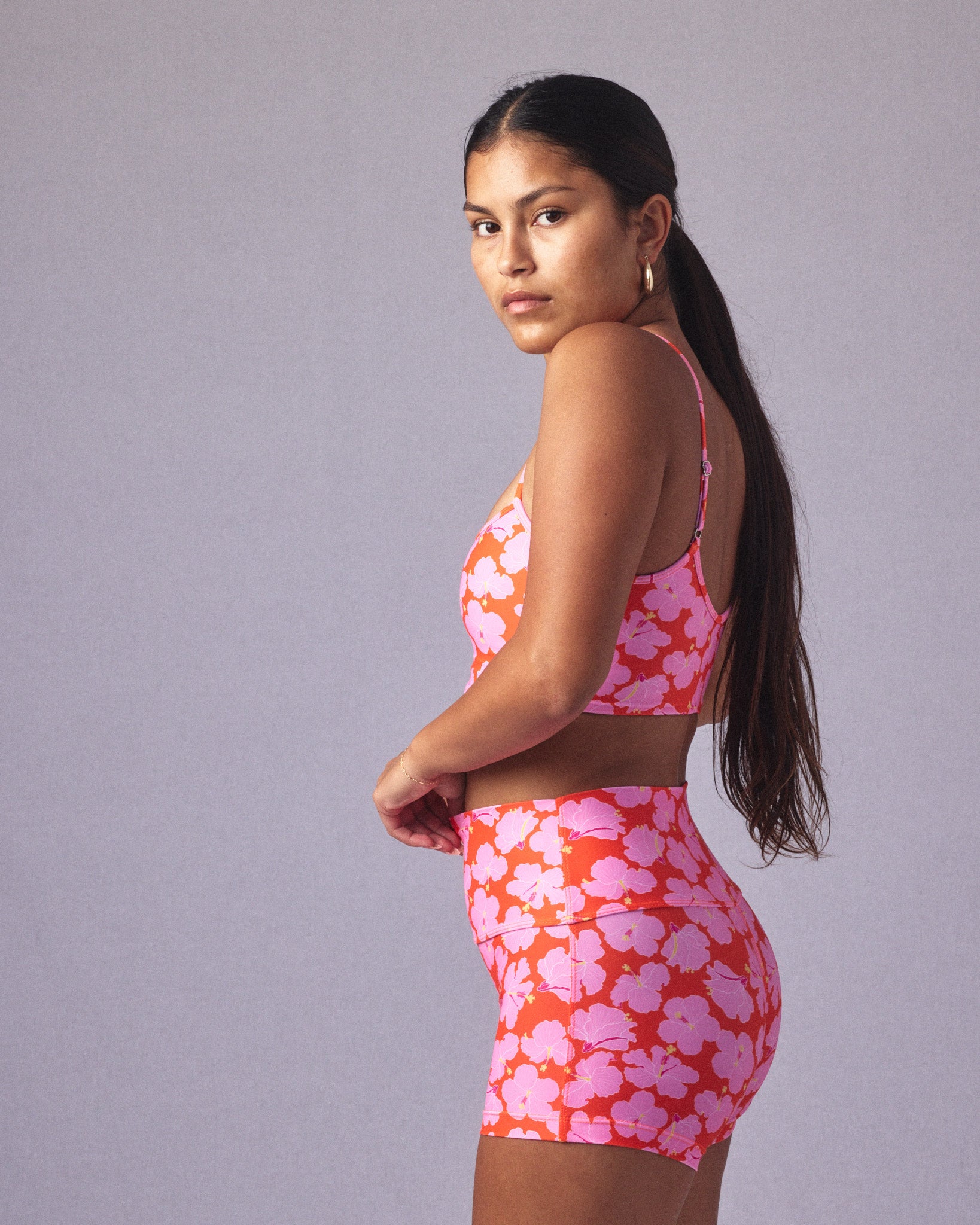 Lomi Lomi bathing suit bottom hibiscus print side view