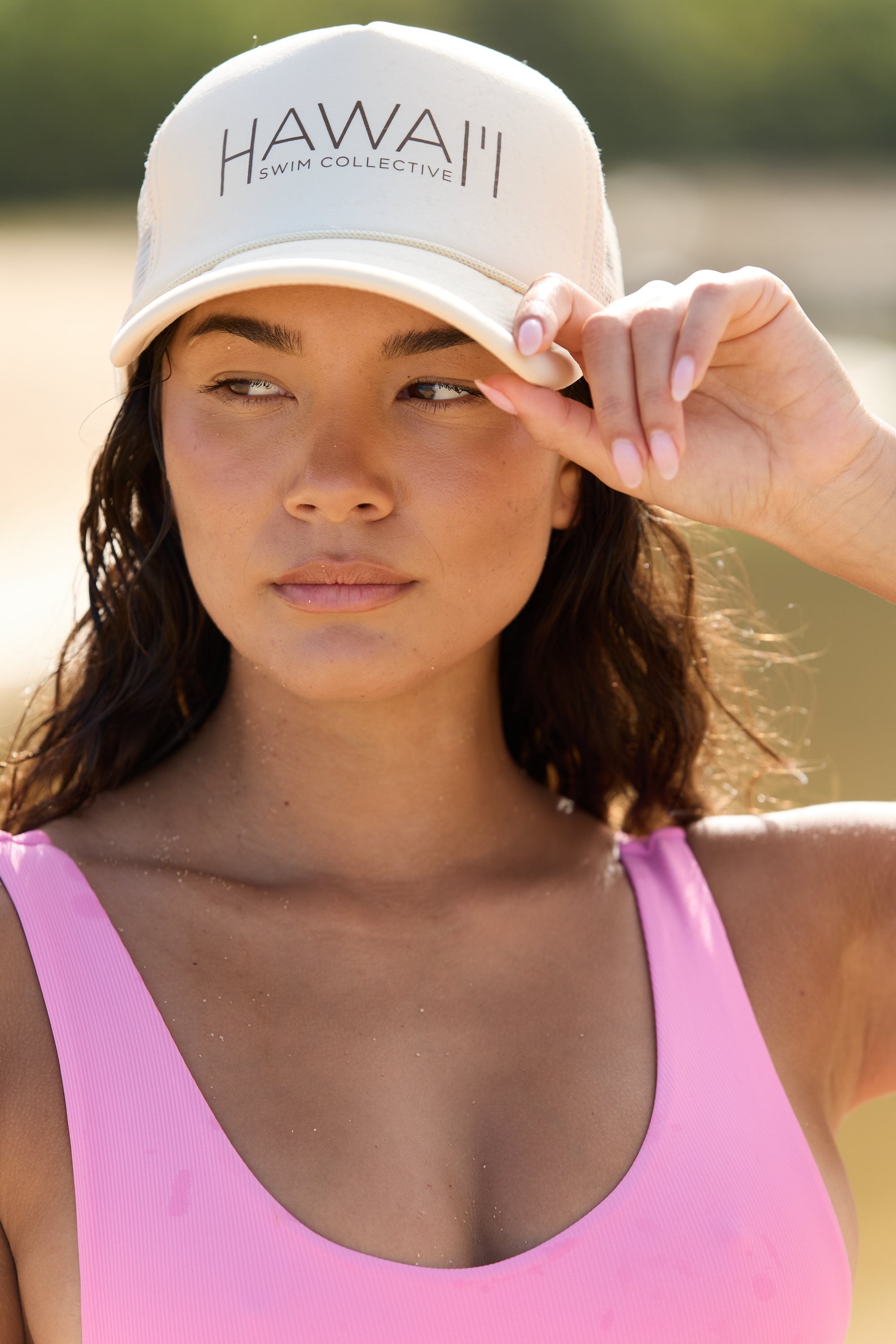 girl with hawaii swim collective hat